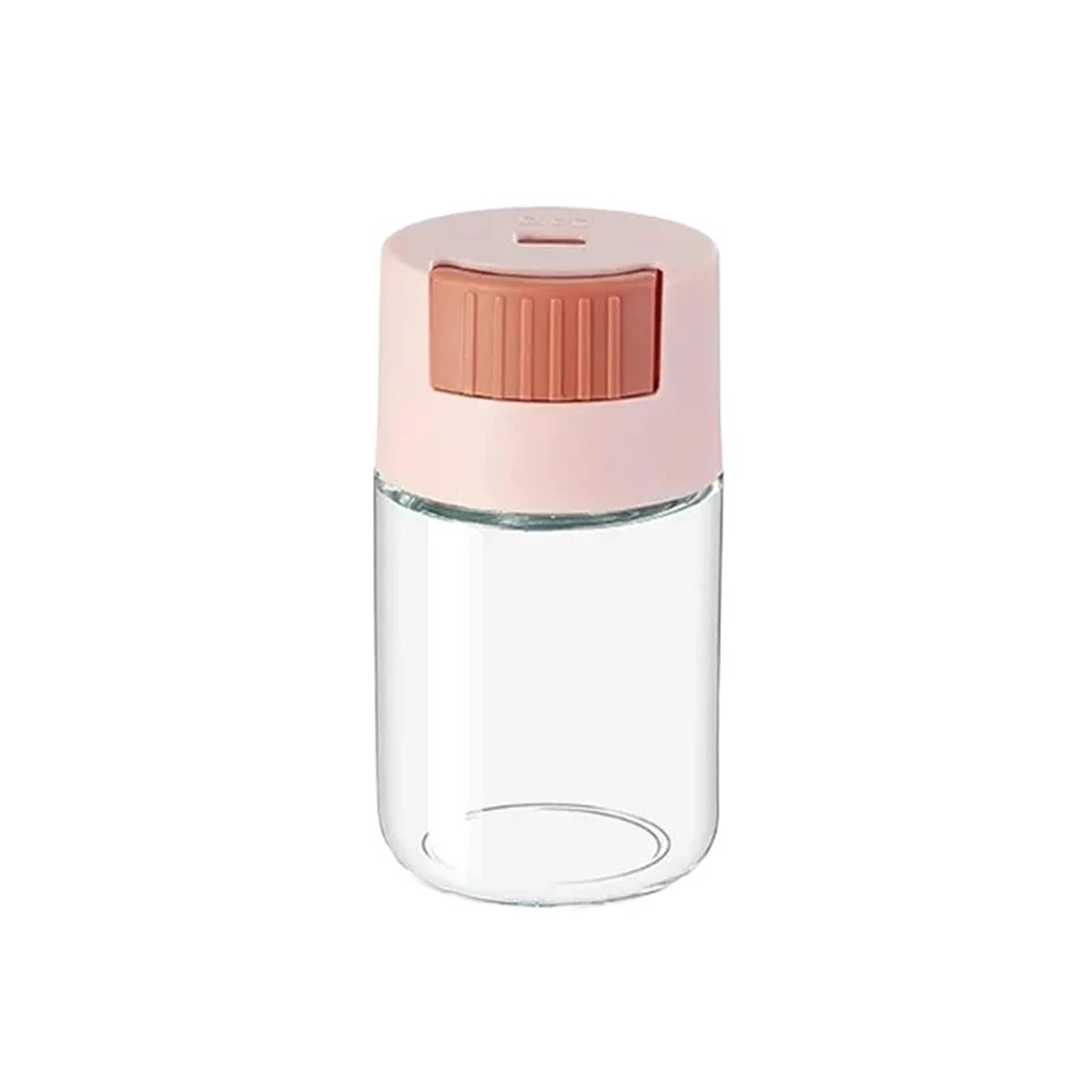 CNYUON 4pcs Glass Quantitative Salt Control Bottle Household Kitchen Press Type Seasoning Jar Condiment Storage Box(4pcs pink)