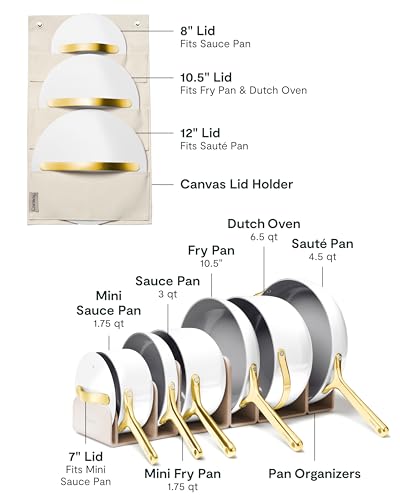 Image of Caraway Deluxe Non-stick Ceramic Cookware Set (16 Piece) Pots, Frying Pans, Lids and Kitchen Storage - PFAS & PFOA Free - Oven Safe Pan Set & Compatible with All Stovetops - White