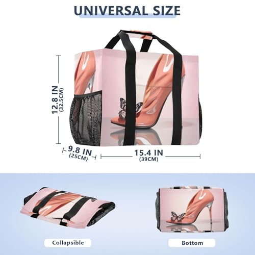 Nander Butterfly High Heels Foldable Tote Bag Waterproof Sandproof Women Beach Bag Handbag Gym Bag Travel Shopping Bag2