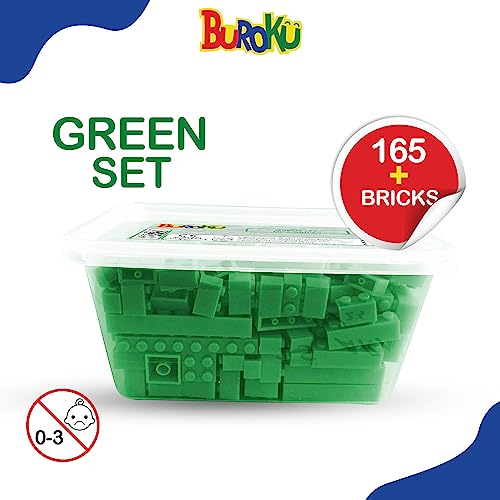 Buroku Green Set - Pack of 165 Green Building Bricks - Large Pieces Only - Compatible with All Brands - Age 3+ - Image 3