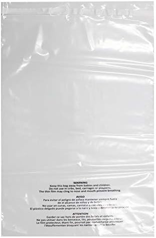 Belinlen 200 Count 14x20 Inch Self Seal Clear Poly Bags with Suffocation Warning for Packaging Clothing, Decorative Wrappers and More with Permanent Adhesive (1.5mil)