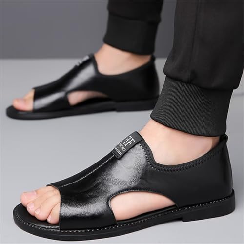 Men's Premium Leather Sandals H-shaped Soft Sliders4