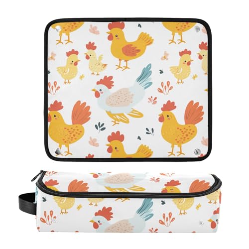 Bolsa de viaje resistente al calor Chicken with Brood Marble para herramientas de cabello como planchas y rizadores, organizador portátil miniatura 3