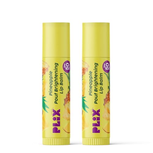 Image of PLIX - THE PLANT FIX Pineapple Brightening Lip Balm with SPF 50 | Kojic Acid & Vitamin C | SPF 50 PA ++ | Fades Pigmenation | Brightens Dark Lips | Sun Protection | Dermatogically Tested | 4g | Pack of 2