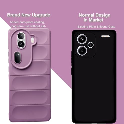 Image of A rtistque Liquid Silicone Stripes Back Cover Case for Oppo Reno 11 Pro 5G | with Camera Protection | with Inner Fabric | Anti Slip Grip | AirBag Case - Purple