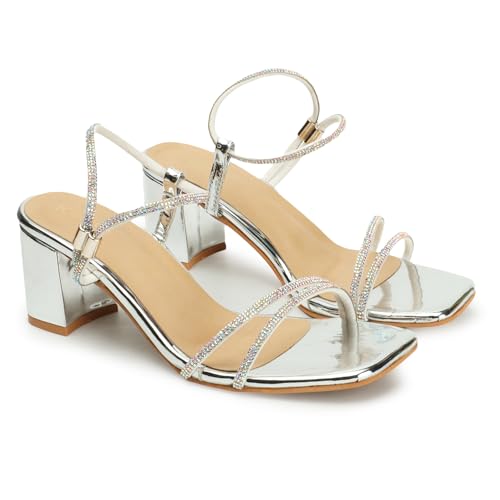 Image of Iconics Women Comfortable Block Heel Square Toe Ankle Strap fashion Sandal for Party, Wedding and Casual Use