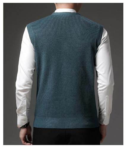 Men Winter V Neck Sweater Vest Casual Sleeveless Business Knitted Button Down Cardigan Vest2