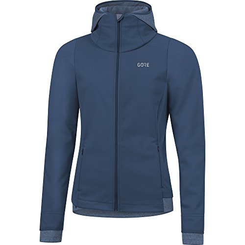 GORE WEAR Women's Windproof Hooded Running Jacket, R3 Women's Windstopper Thermo Hoodie, Size: M, Color: Deep Water Blue, 100378