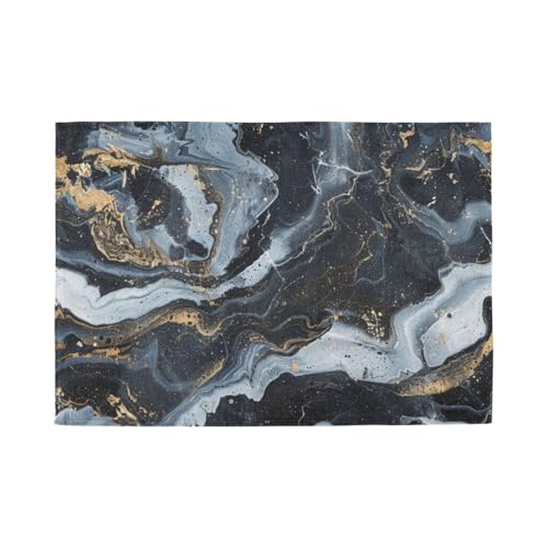 Manteles individuales abstractos de mármol negro para mesa de comedor, mantel individual reutilizable para bebé, tapete de cocina lavable con placa individual 6 12 x 18 pulgadas