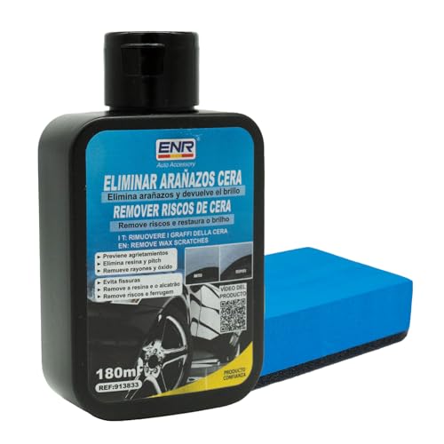 Enerfero Reparador de arañazos,Pulimento Coche Arañazos,Aporta Brillo y Protección,Restos de Pintura y Manchas Persistentes,Fácil Aplicación,180 ml+Esponja Premium