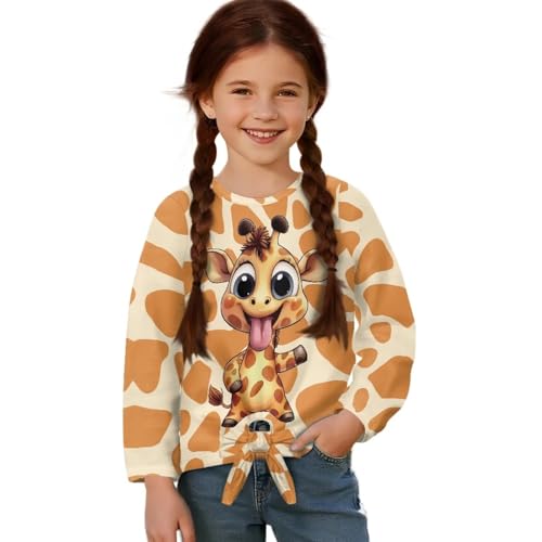 Girls Long Sleeve Fall Shirts Classic Crew Neck Causal Tops Relax Fit Play Wear Cute Back to School Shirt Size 5-12