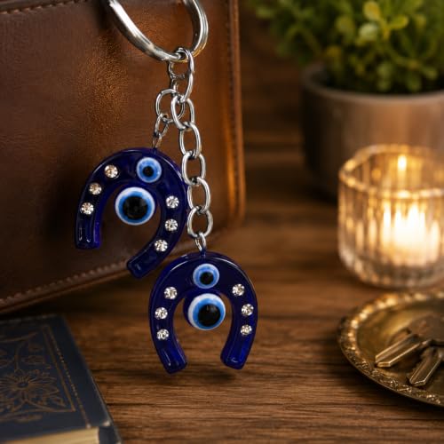 Image of GJ Premium Turkish Evil Eye Keychain for Car, Bike & Home | Nazar Protection Keychain, Good Luck Charm | Spiritual Metal Key chain for Men & Women