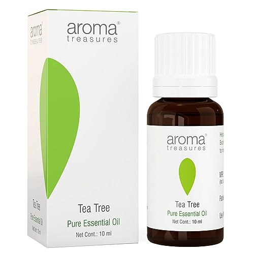 Image of Aroma Treasures Tea Tree essential oil 100% Pure, multipurpose essential oil for acne, hair, skin, body, dandruff (10ml)