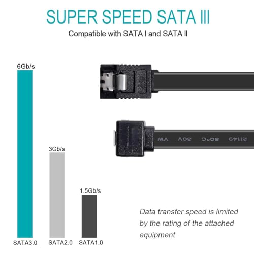 Cable SATA III, pack de 3, 18 pulgadas, negro miniatura 2