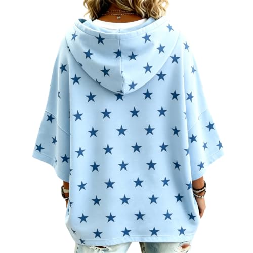 Womens Oversized Sweatshirt Half Sleeve Preppy Batwing Sleeve Cozy Blouse - image 4