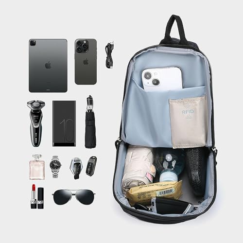 Anti Theft Sling Backpack Cross Body Bag for Men and Women RFID Travel Shoulder Bag Lightweight Durable Sling Bags for Men (black)3