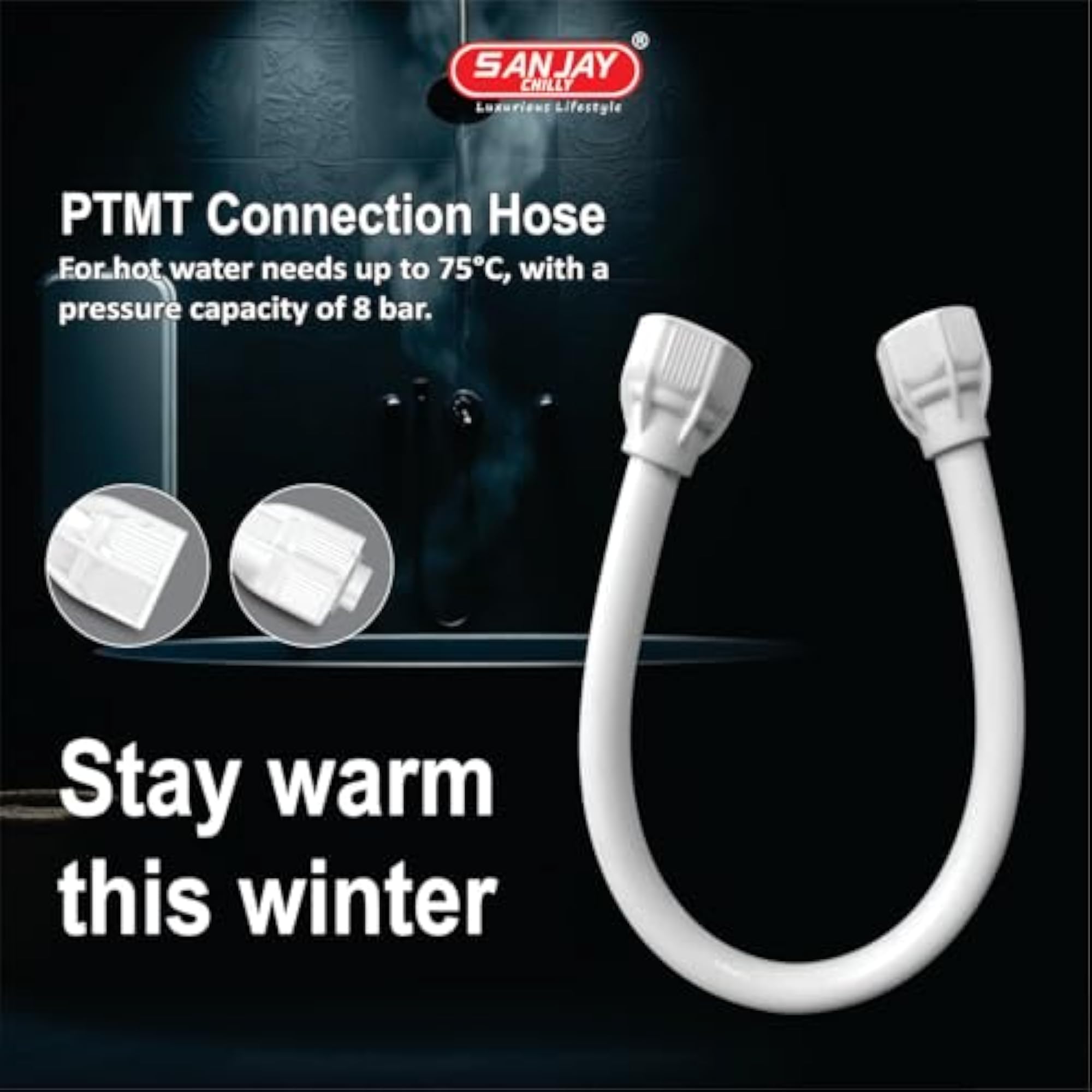 PTMT Connection Hose Pipe 30 INCH Suitable For Hot & Cold Mixer Water