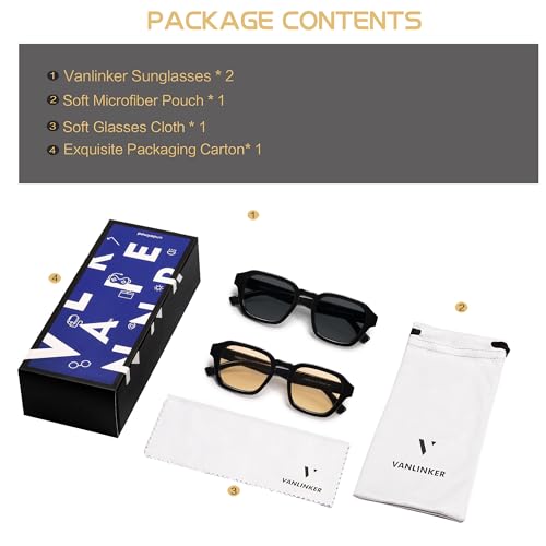 Image of VANLINKER Retro Vintage Polarized Trendy Small Square Sunglasses for Women Men 2025 Fashion Shades VL9858