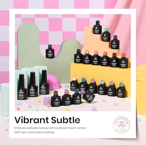 Beetles Spring Gel Polish Set - 20 Colors Red Green White Black Nude Valentines Gel Nail Polish with Base Top Coat Trendy Colors Uv LED Lamp Salon DIY at Home Nails Gifts for Women Vibrant Subtle
