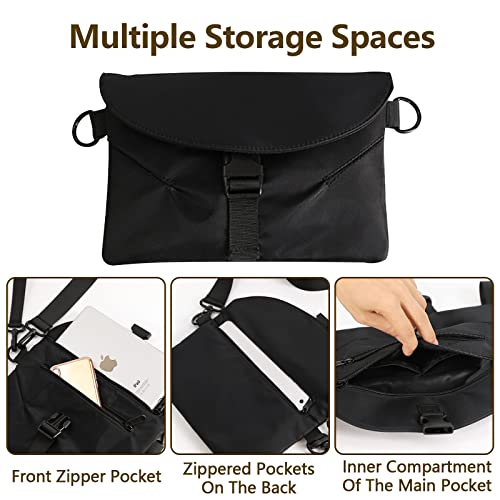 Vaupan Crossbody Bag Small Shoulder Bag for Men, Women Mini Messenger Bag Wristlet Purses With 2 Removable Straps, Water Resistant Satchel Bag for Travel Work Hiking (Black)