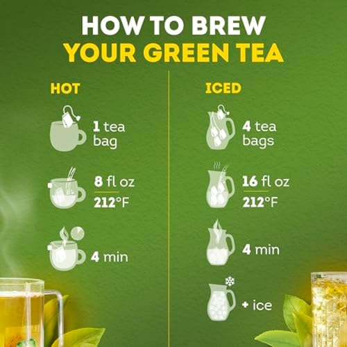 Lipton Signature Blend Green Tea Bags, Unsweetened Teabags for Hot Tea or Iced Tea with Caffeine and Flavonoids, 40 Total Tea Bags