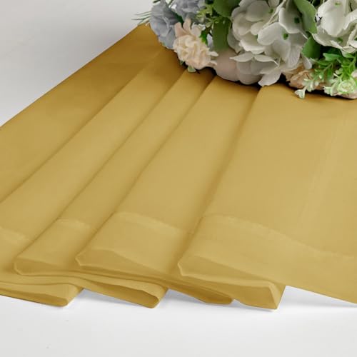 Image of OVZME Gold Sheer Curtains 78 Inches Long 2 Panels - Soft Light Filtering Window Sheer Panels for Living Room /Bedroom, Top Dual Rod Pocket, 1 Pair, Each 42Wx78L Inches