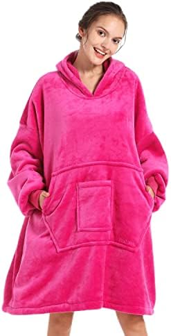 Blanket Hoodie Sweatshirt, Wearable Blanket Oversized Sherpa with Sleeves and Giant Pocket, Cozy Hoodie Warm for Adult Kids