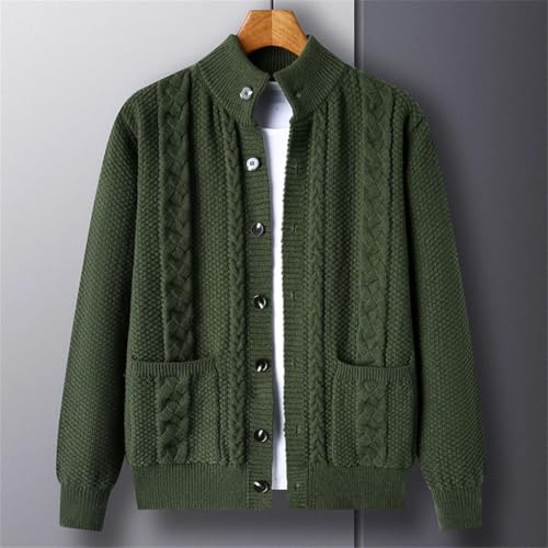 Men's Cardigan Sweater Diamond Plaid Thick Warm Long Sleeve Casual Cardigan Knitted Sweater2