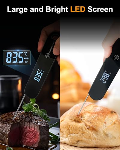 Image of Charmline 0.5 Sec Instant Read Meat Thermometer Digital, 180 Auto-Rotating Display LED, Food Thermometer for Cooking, Baking and Grilling, Dual Battery Design for Longer-Lasting Performance