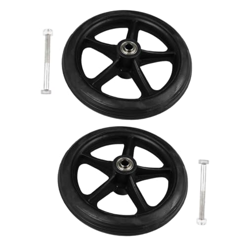 SHOWERORO 2pcs 7-inch Wheelchair Front Wheels Replacement Solid Tires Anti-slip Spare Wheel Assembly for Wheelchair and Walker Rollator Accessories