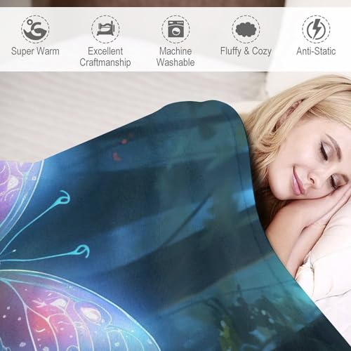 Plaid Papillon 100x130cm Couverture Douce Idée Cadeau Lit et Salon