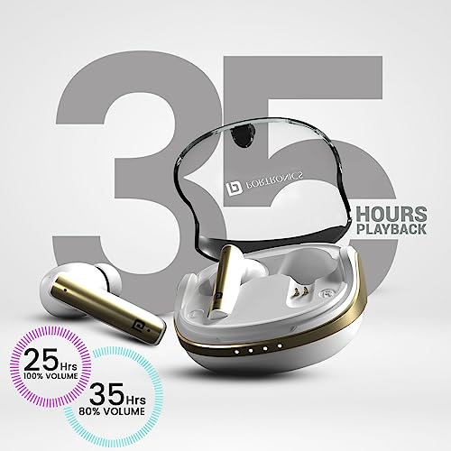Portronics Harmonics Twins S7 True Wireless in Ear Earbuds with 35Hrs Playtime, Auto ENC, Quad Mic,13mm Driver, Touch Control, BT 5.3v, Voice Assistant, Type C Charging Port(White) - Image 4
