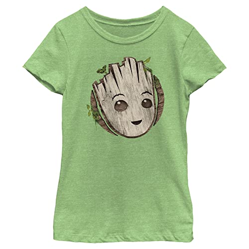 Marvel Groot Wooden Badge Girls Short Sleeve Tee Shirt - Main Image