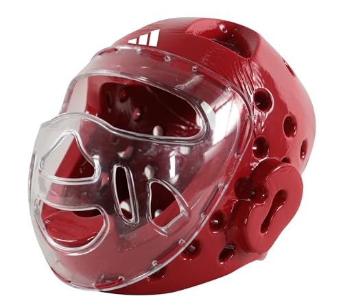 adidas Martial Arts Taekwondo Headgear with Face Shield - Red Small
