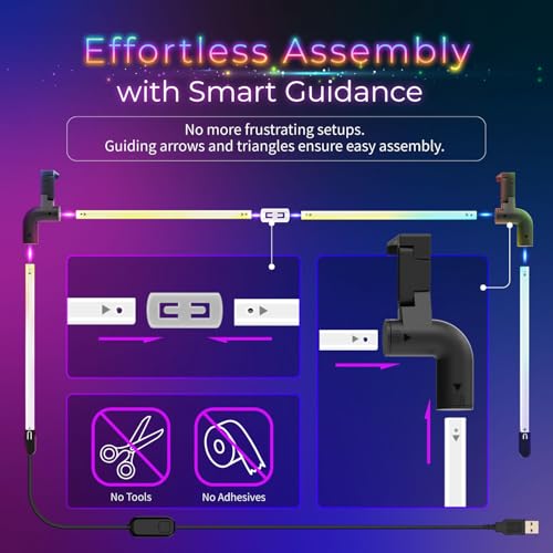 Image of Fosmon for PC Computer Monitor Backlight RGB Light Strip for Gaming Room | Fits Screens Up To 27.2 Inch, Custom Ambient USB-Powered Screen Desk Lamps Sync With Music Colors via Software Control