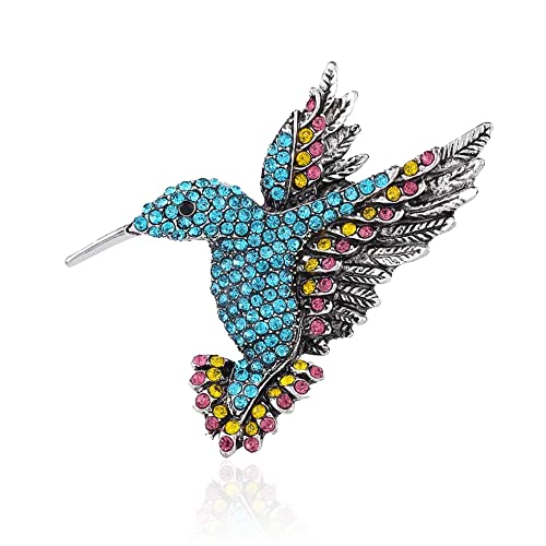 Image of Animal Hummingbird Brooch Pins for Women Fashion Bird Pins Elegant Rhinestone Crystal Animal Brooches Pin