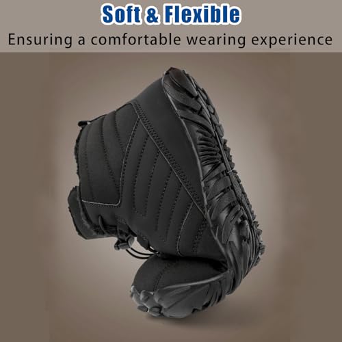 Image of Men's Women's Winter Barefoot Hiking Boots, Slip On Warm Zero Drop Snow Boots, Wide Toe Box Booties, Waterproof Shoes Sneakers Hike Shoes for Hiking Walking Outdoor Unisex