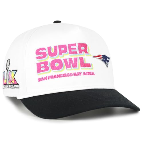 47 Men's White/Black New England Patriots Super Bowl LX Stacked Hitch Adjustable Hat