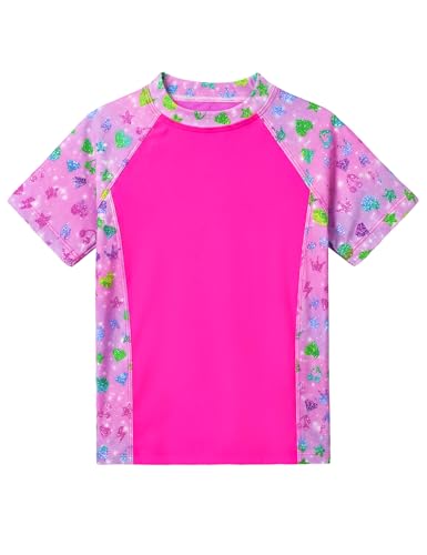 Image of Girls Swimsuit Colorful Short Sleeve Bathing Suits UPF 50+ Rash Guard Set Two Piece Summer Swimwear
