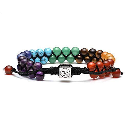Top Plaza Bundle – 2 Items: 7 Chakra Healing Crystals Bracelet Stone Beads Bracelets & Resin Ammonite Fossil Spiral Necklace #TOP5