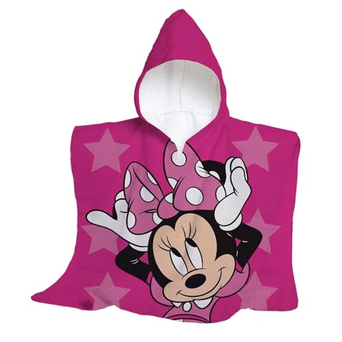 hermet, Disney Minnie, Toalha de praia com capuz, poncho de praia maxi para criança, 60 x 60 cm, toalha de praia ou piscina, 100% algodão macio