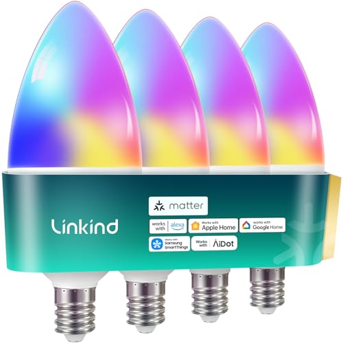 Linkind Matter E12 Led Bulb Candelabra Color Smart Light Bulbs 4 Pack