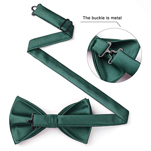 Image of HISDERN Bow Ties for Men Solid Color Pre-Tie Bow Tie and Pocket Square Set Classic Formal Tuxedo Bowties for Wedding Party