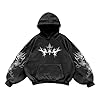 Generisch Retro Streetwear Angel Print Pullover Hoodie for Men with Front Pocket Soft Fleece Fabric Casual Design Comfortable Oversize Fit, black, XXL #2