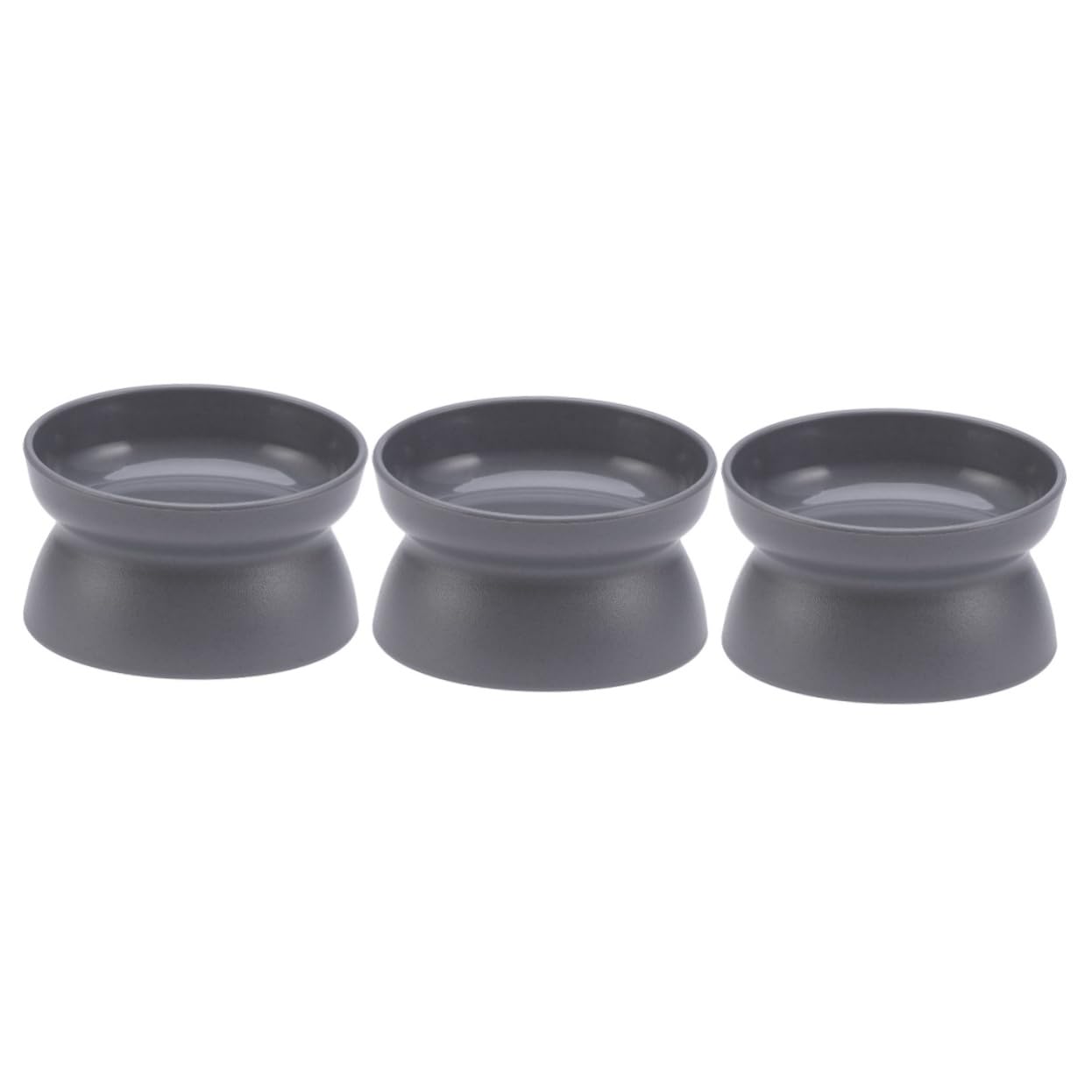 Ipetboom 3pezzi Ciotola Per Gatti Con Base Antiscivolo Ciotola Alimentare Rialzata Gradi Design Doppio Lato Per Controllo Consumo Cibo Accessori Per Animali Domestici Grigio Scuro