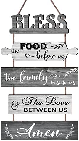 Buecasa Bless the Food Before Us Farmhouse Kitchen Wall Decor - D...