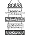 Buecasa Bless the Food Before Us Farmhouse Kitchen Wall Decor - Dining Room Decorations Collage Wall Art in White Grey Color - Wooden Rustic 5pcs Roped Sign 13x24 Inches Vertical