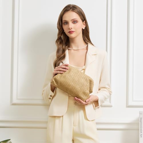 Image of BRYCTSISEN Women Straw Beach Clutch Purse Handbag Summer Elegant Vacation Style Shoulder Bag Crossbody Bag
