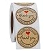 HYBSK Kraft Thank You Hand Made with Love with Red Heart Stickers 1.5