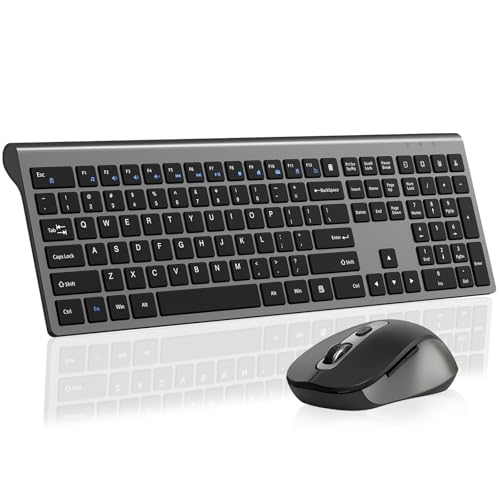 Wireless Mouse and Keyboard Combo, Full-Size Computer Keyboard with Calculator Button, 2400 Dpi Ergonomic Mouse, Ultra-Thin Cordless USB Keyboard and Mouse Set for Laptop Windows Mac - Grey by SHUNJINRUN - Used condition - US$28.10